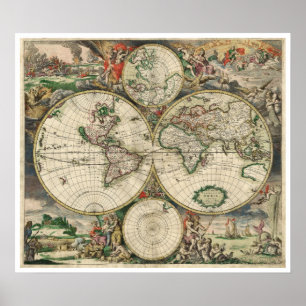 Poster Mapa do Orbe Terrestre