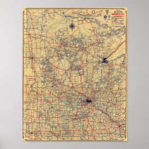 Poster Mapa do padrão de Minnesota