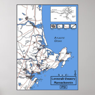 Pôster Mapa do país de Lovecraft