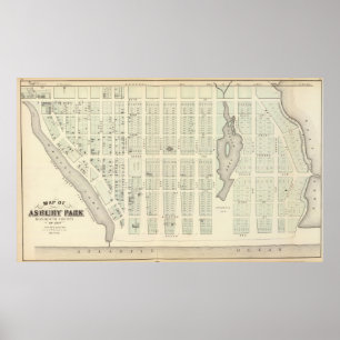 Pôster Mapa do parque de Asbury, Monmouth County,