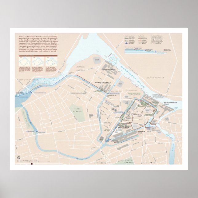 Poster Mapa do Parque Histórico Nacional de Lowell (1999) (Frente)