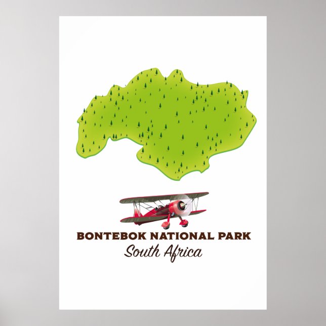 Poster Mapa do Parque Nacional Bontebok África do Sul (Frente)