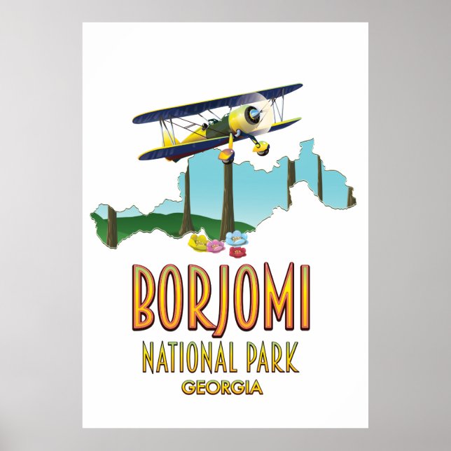 Poster Mapa do Parque Nacional Borjomi Geórgia (Frente)