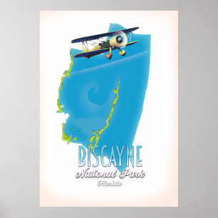 Poster Mapa do Parque Nacional da Biscaia na Flórida