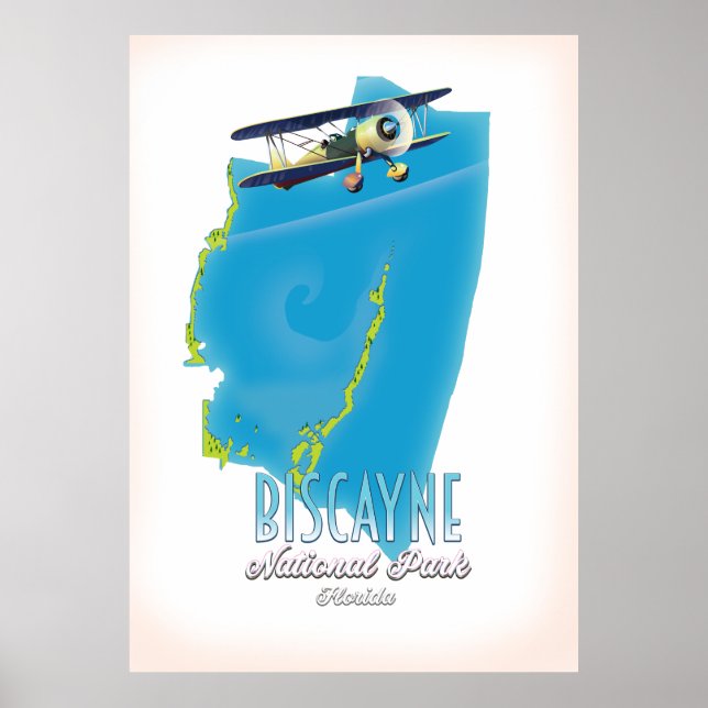 Poster Mapa do Parque Nacional da Biscaia na Flórida (Frente)