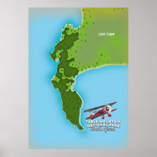 Poster Mapa do Parque Nacional da Montanha mesa na África