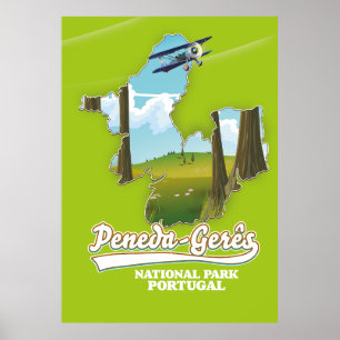 Poster Mapa do Parque Nacional da Peneda-gerês Portugal