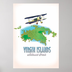 Poster Mapa do Parque Nacional das Ilhas Virgens