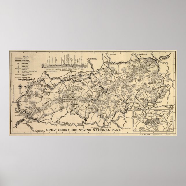 Poster Mapa do Parque Nacional das Montanhas Excelentes V (Frente)