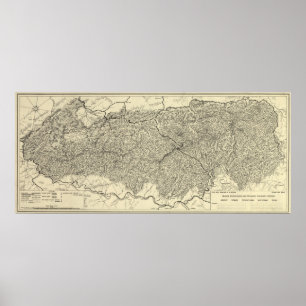 Pôster Mapa do parque nacional de Great Smoky Mountains