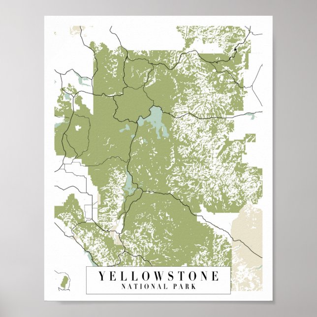 Poster Mapa do Parque Nacional de Yellowstone (Frente)