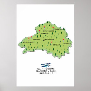 Poster Mapa do Parque Nacional do Cairngorms