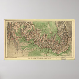 Pôster Mapa do Parque Nacional do Grand Canyon em 1926