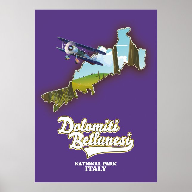 Poster mapa do parque nacional dolomiti bellunesi itália (Frente)