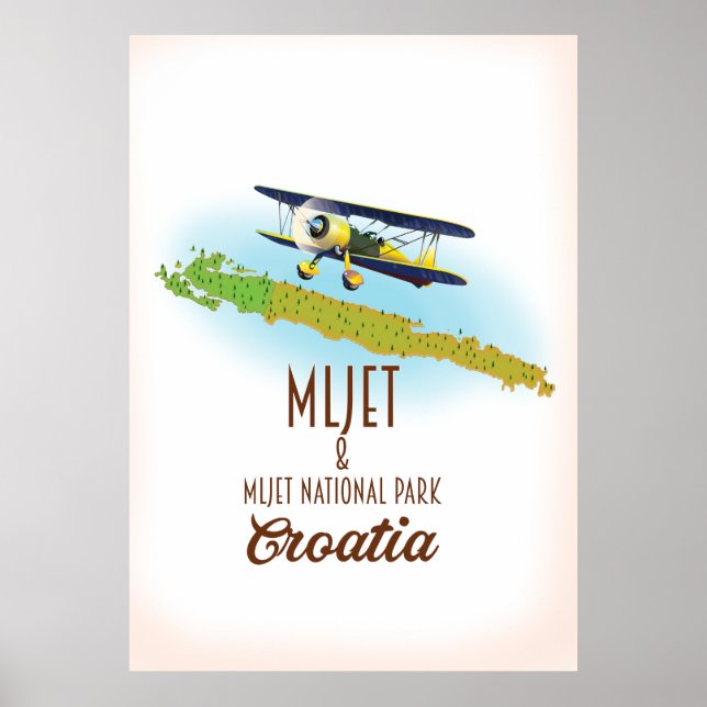 Poster Mapa do Parque Nacional Mljet Croácia (Frente)