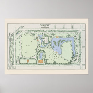 Pôster Mapa do Parque Vintage McKinley - Chicago 1906