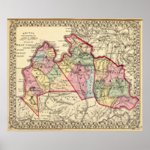 Pôster Mapa do pedreiro, Jackson, condados de Roane