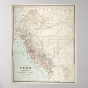 Poster Mapa do Peru em 1903