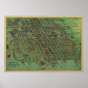 Poster Mapa do Pictório da Erie PA (1909)