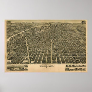 Pôster Mapa do Pictório de Denver CO (1889)