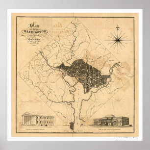 Pôster Mapa do plano da cidade do Washington DC por