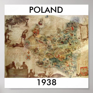 PÔSTER MAPA DO POLÔNIA 1938