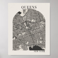 Mapa do Queens New York Boho Arch Beige Street