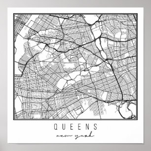 Poster Mapa do Queens New York Street