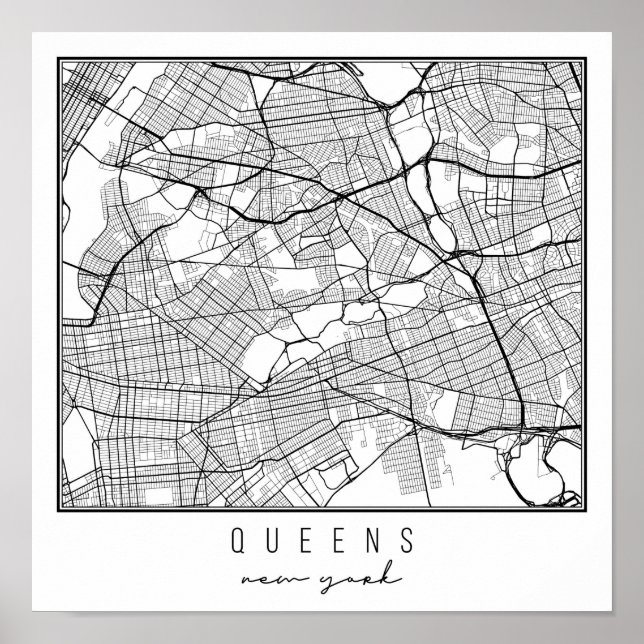 Poster Mapa do Queens New York Street (Frente)