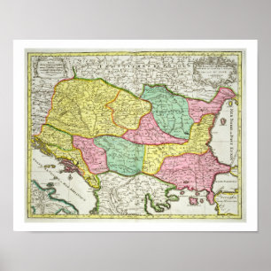 Poster Mapa do reino de Hungria e dos estados que