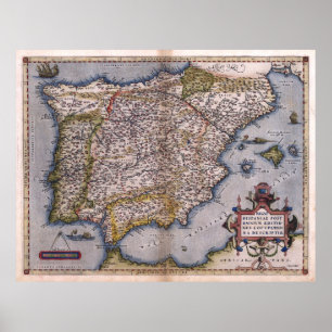 Pôster Mapa do Renascimento da Espanha 1570