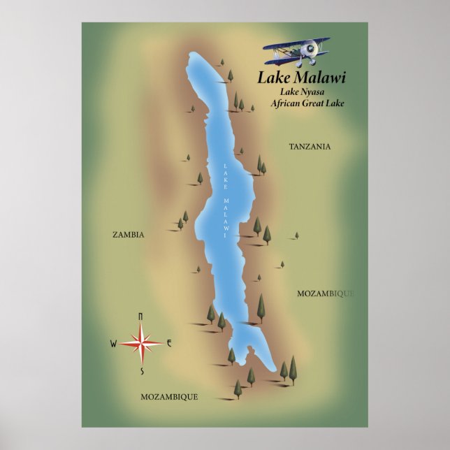Poster Mapa do Reservatório de Thirlmere Lake District (Frente)