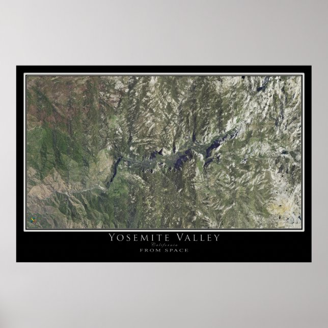 Poster Mapa do Satélite do Parque Nacional de Yosemite na (Frente)