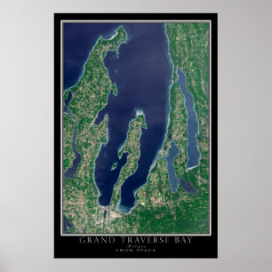 Pôster Mapa do Satélite Grand Traverse Bay Michigan