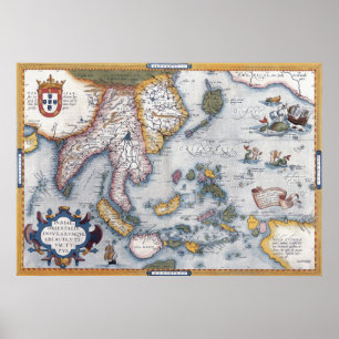 Poster Mapa do século XVI do E.S. Ásia