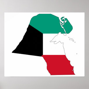 Poster Mapa do Sinalizador do Kuwait