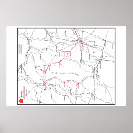Pôster Mapa do sistema ferroviário Hagerstown e Frederick