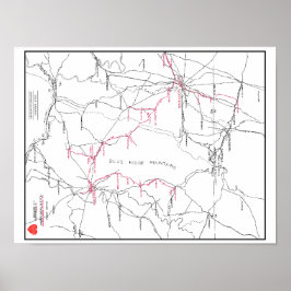 Pôster Mapa do sistema ferroviário Hagerstown e Frederick