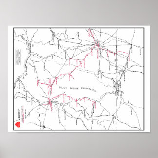 Pôster Mapa do sistema ferroviário Hagerstown e Frederick