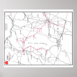 Pôster Mapa do sistema ferroviário Hagerstown e Frederick