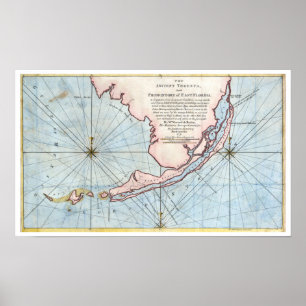 Pôster Mapa do sul de 1772 Florida