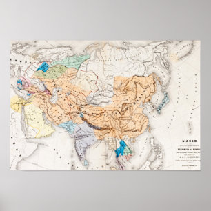Poster Mapa do tempo de Ásia   de Kublai Khan