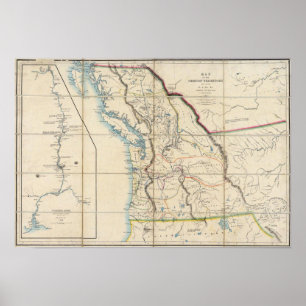 Pôster Mapa do território 2 de Oregon