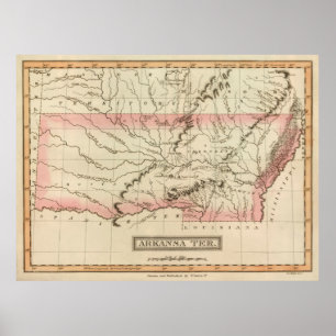 Poster Mapa do Território Antigo do Arkansas (1817)