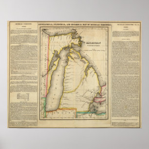 Pôster Mapa do território de Michigan