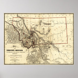 Poster Mapa do Território de Montana (1865)