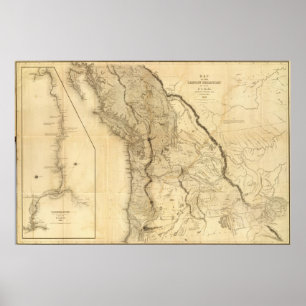 Poster Mapa do território de Oregon