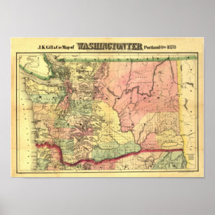 Poster Mapa do Território de Washington 1878