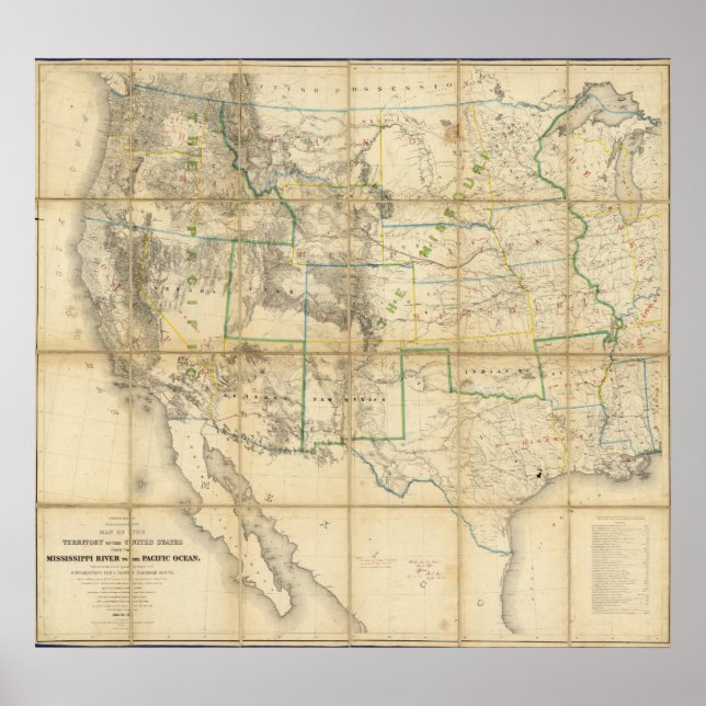 Poster Mapa Do Território Dos Estados Unidos 2 (Frente)
