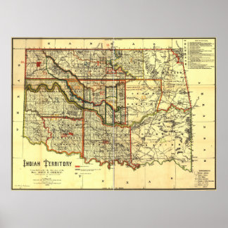 Pôster Mapa do Território Indiano de 1889